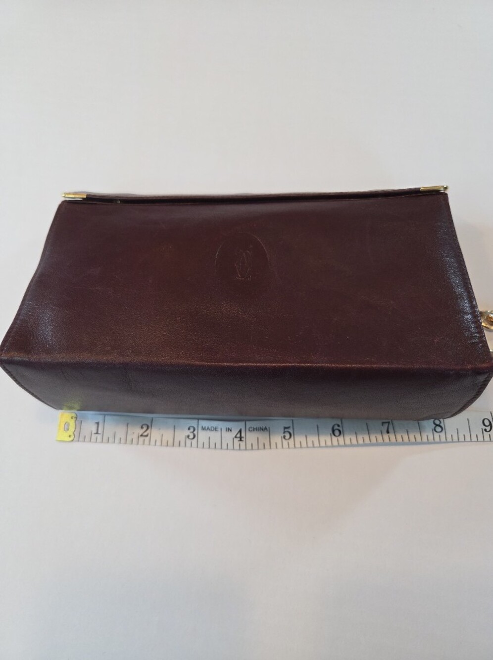 Cartier Must De Cartier Burgundy Leather Chain Pouch with Gold Trim Modified-COA - Picture 6 of 11